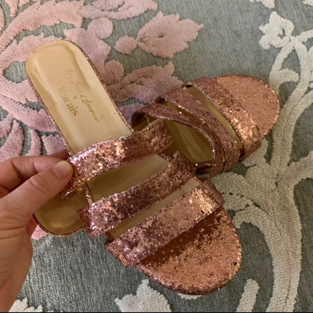 RARE!! 👠For Love And Lemons Pink Glitter Mules - Picture 3 of 6